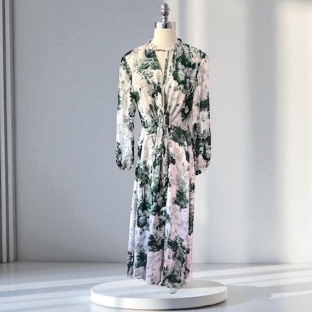 CARA CARA Berkshire Printed Midi Dress Gardens Green